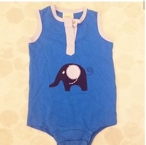 ORIGANY 0-3mths blue with navy elephant onesie